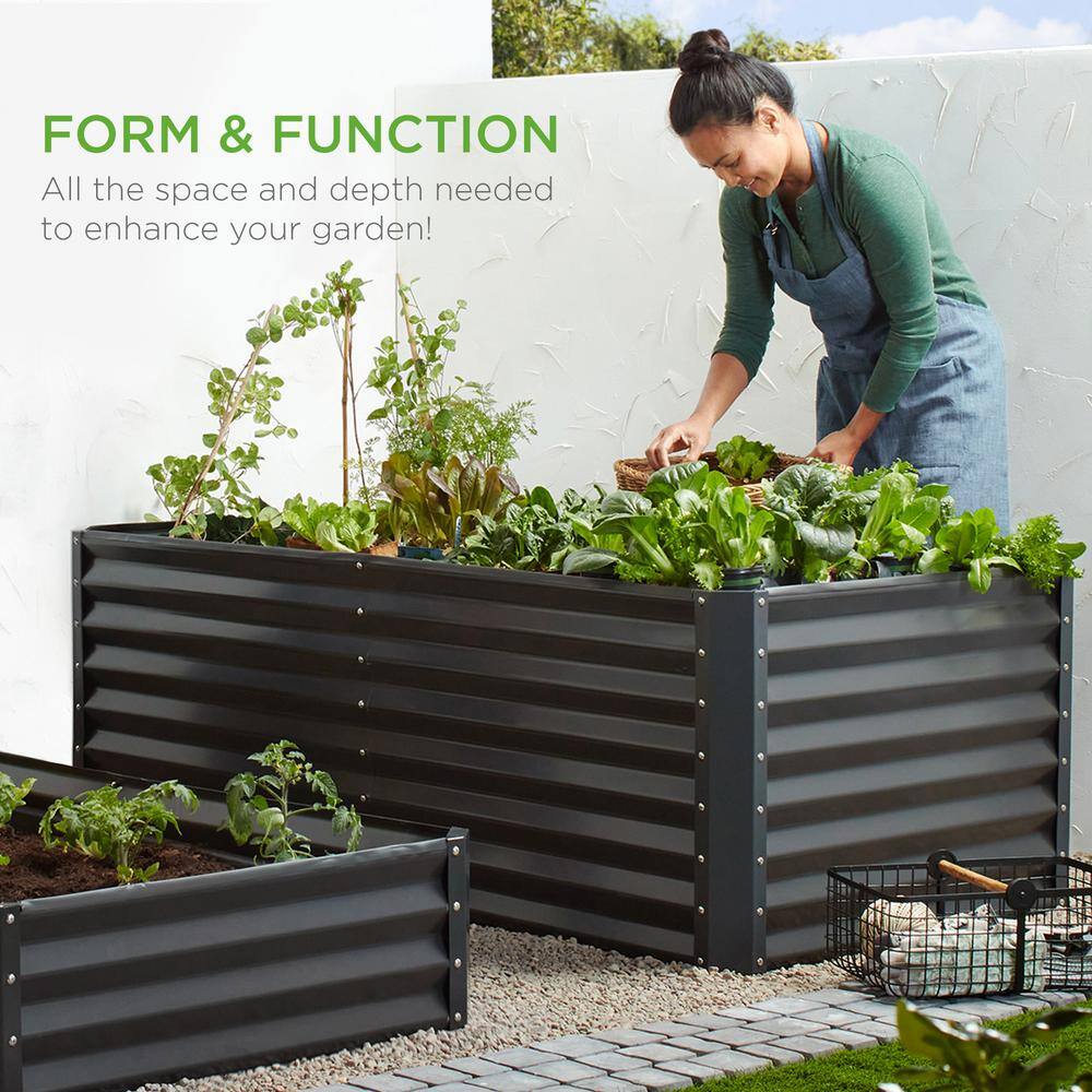 Best Choice Products 6 ft. x 3 ft. x 2 ft. Gray Outdoor Steel Raised Garden Bed Planter Box for Vegetables Flowers Herbs SKY6142