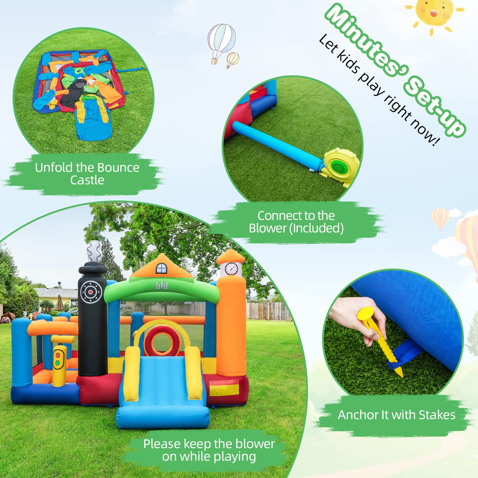 BOUNTECH Inflatable Bounce House, Bouncy House for Toddler Kids 5-12 Indoor Outdoor Party Fun Huge w/950W Blower