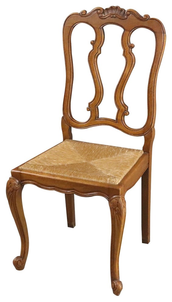 Consigned Dining Chairs Louis XV Rococo Vintage French 1950 Oak Rattan Charming   Traditional   Dining Chairs   by EuroLuxHome  Houzz