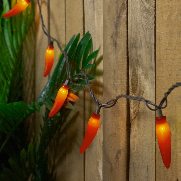 Northlight 35 count Orange Chili Pepper Patio String Light Set 22 5ft Brown Wire