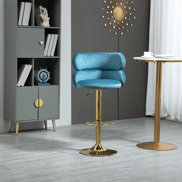 Height Adjustable Upholstered Barstools with Ergonomic-Sesigned Backrest and Footrest