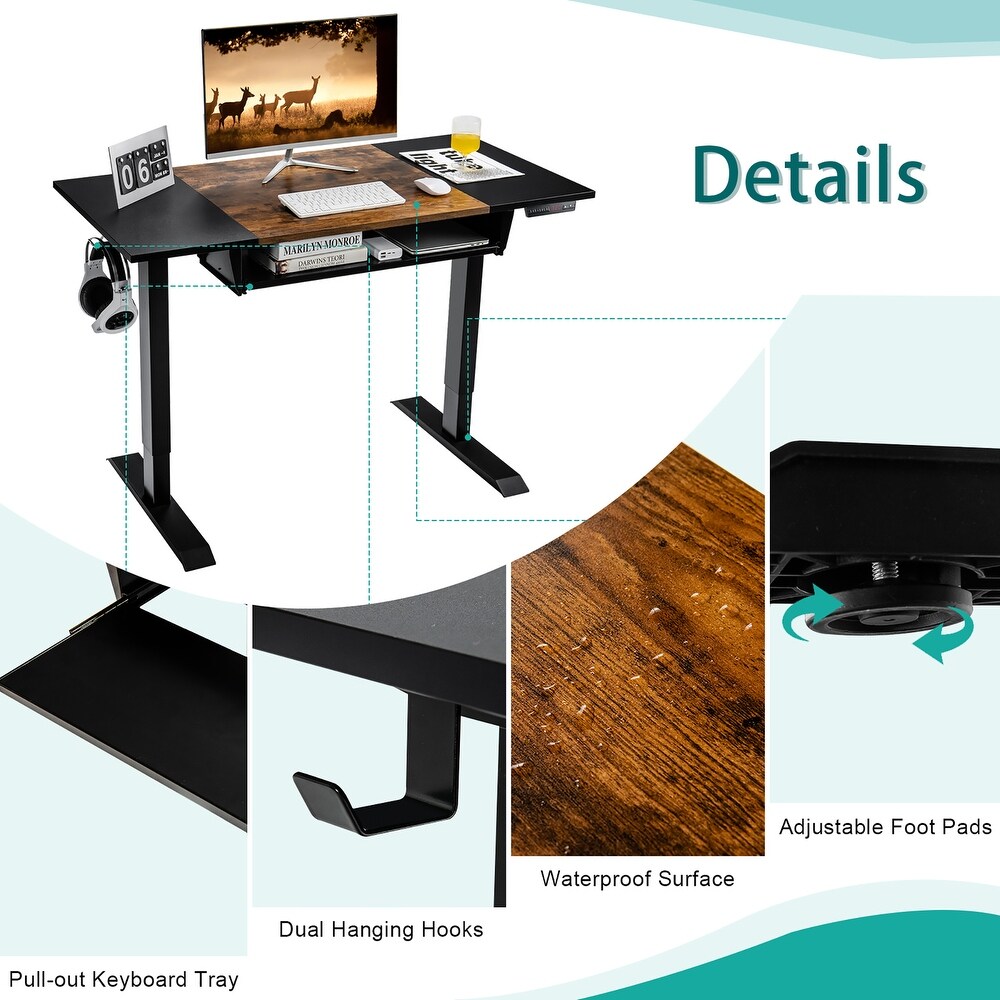 Costway 48'' Electric Sit to Stand Desk Adjustable Workstation w/