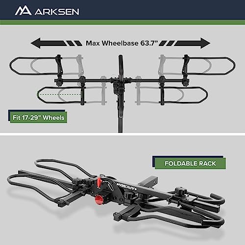 2 Hitch Mounted Rack Smart Tilting 2-Bike Platform Style Carrier for Standard, Fat Tire, and Electric Bicycles -150 lbs Heavy Weight Capacity