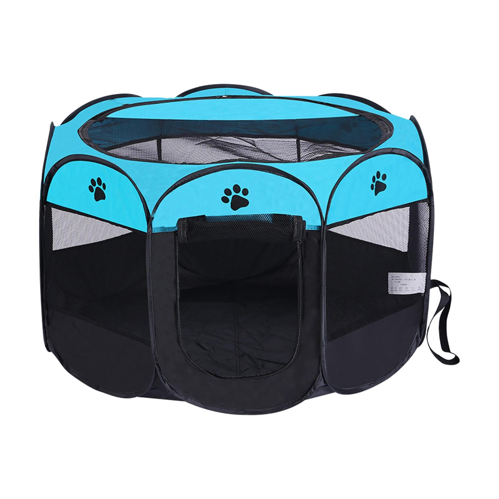 Lightweight Foldable Pet Playpen Soft Breathable Mesh Exercise Pen Kennel Oxford Fabric for Cat Indoor Outdoor Travel Camping Use Dog Black