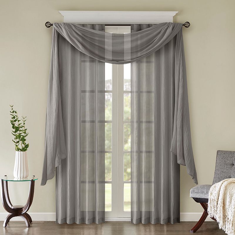 Madison Park 2-pack Kaylee Solid Crushed Sheer Window Curtains