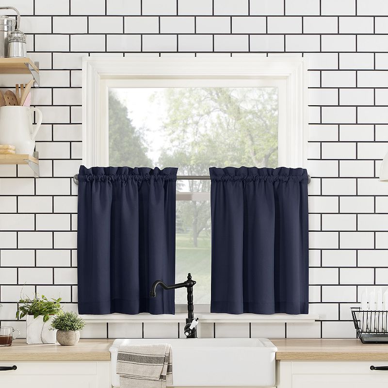 No. 918 Martine Microfiber Semi-Sheer Kitchen Curtain Valance and Tiers Set