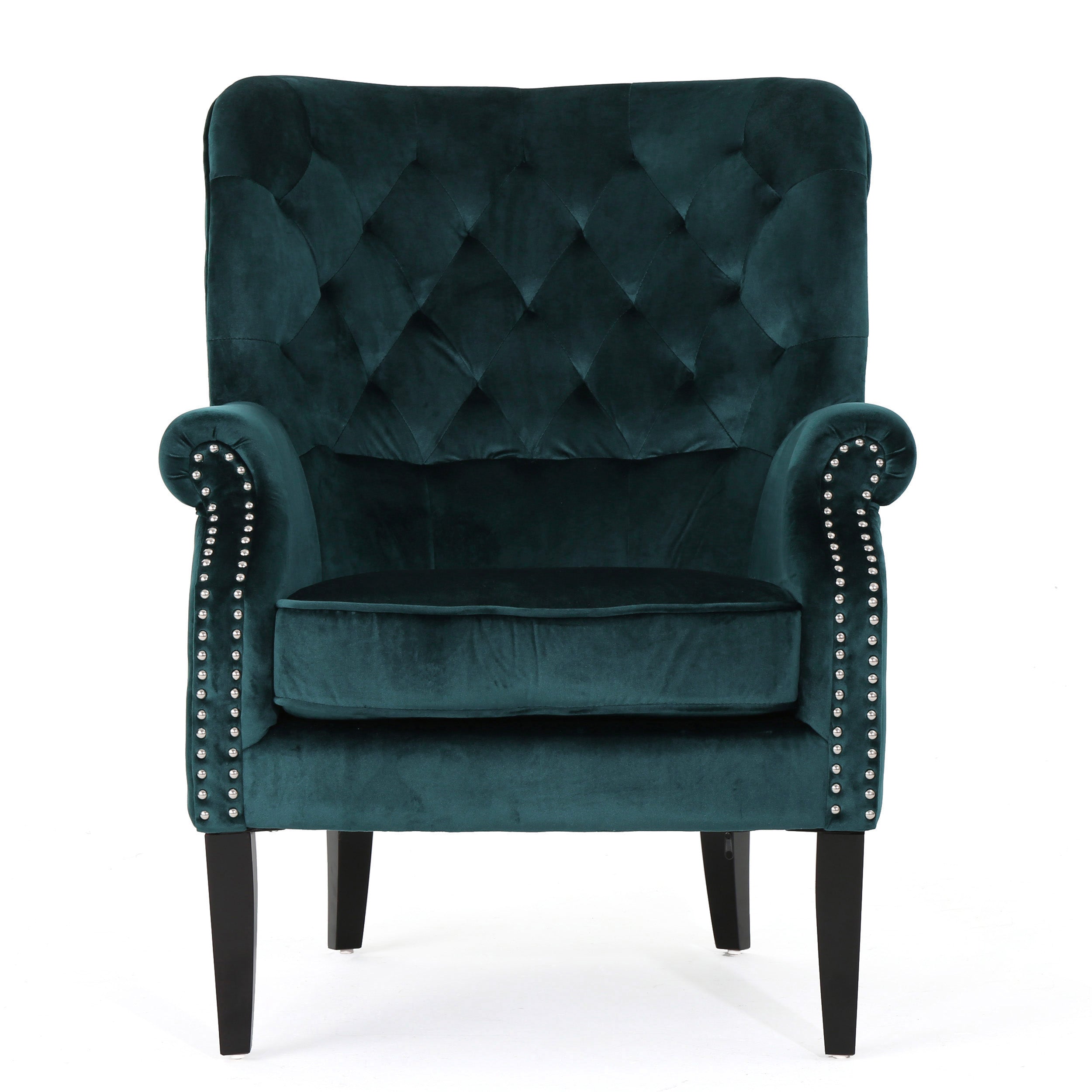 Tomlin Modern Glam Velvet Club Chair with Nailhead Trim