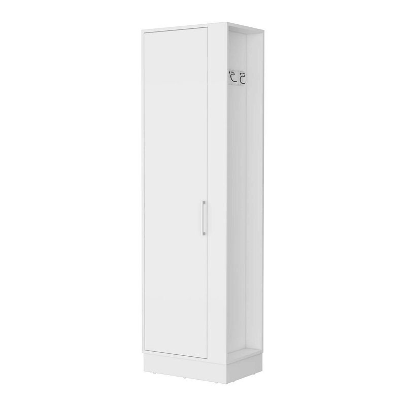 Nampa Storage Cabinet， Single Door， Broom Hangers ，White