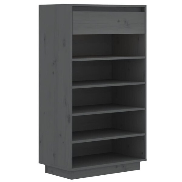 Shoe Cabinet Gray 23.6x13.4x41.3 Solid Wood Pine - - 37072622