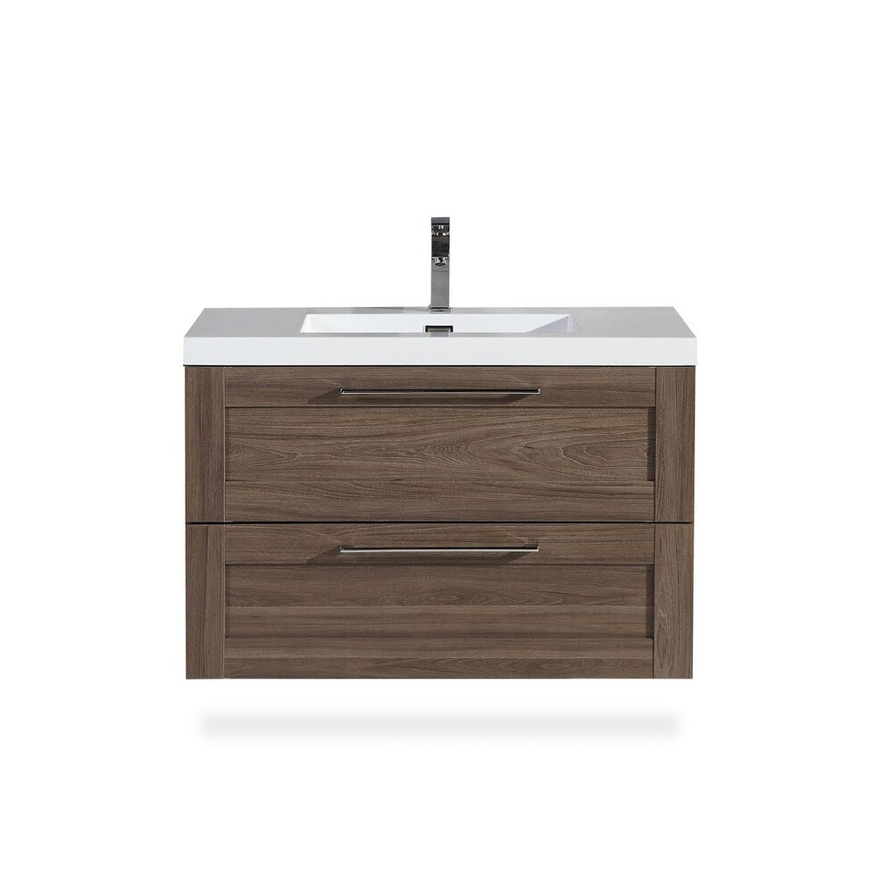 The Cosmo Elm Collection 36 Inch Floating Modern Bathroom Vanity