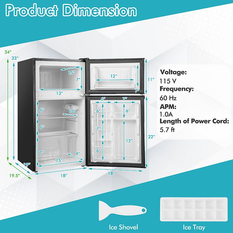 3.2 Cu. Ft Compact Mini Fridge With 5 Temperature Settings