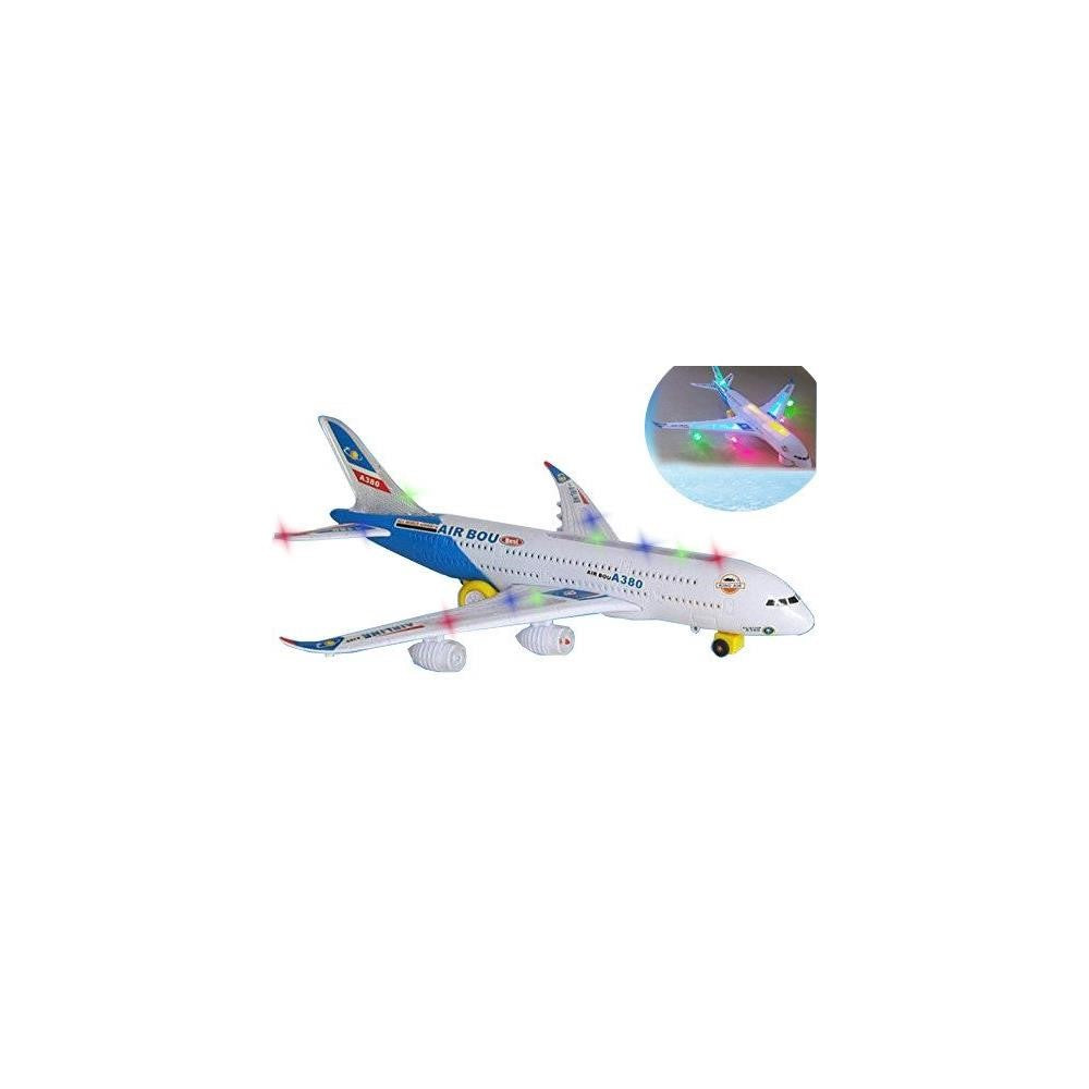 Top Race A380 Airplane Toys for 3，4，5，6 Years Old and Up | Plane Toy Model with Lights and Music， Bump and Go Airplane Toy for Boys and Girls