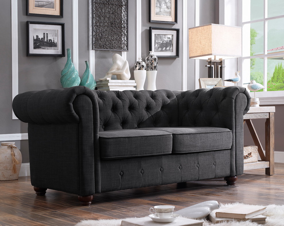 Gracia Chesterfield Love Seat   Traditional   Loveseats   by Mulhouse Furniture  Houzz