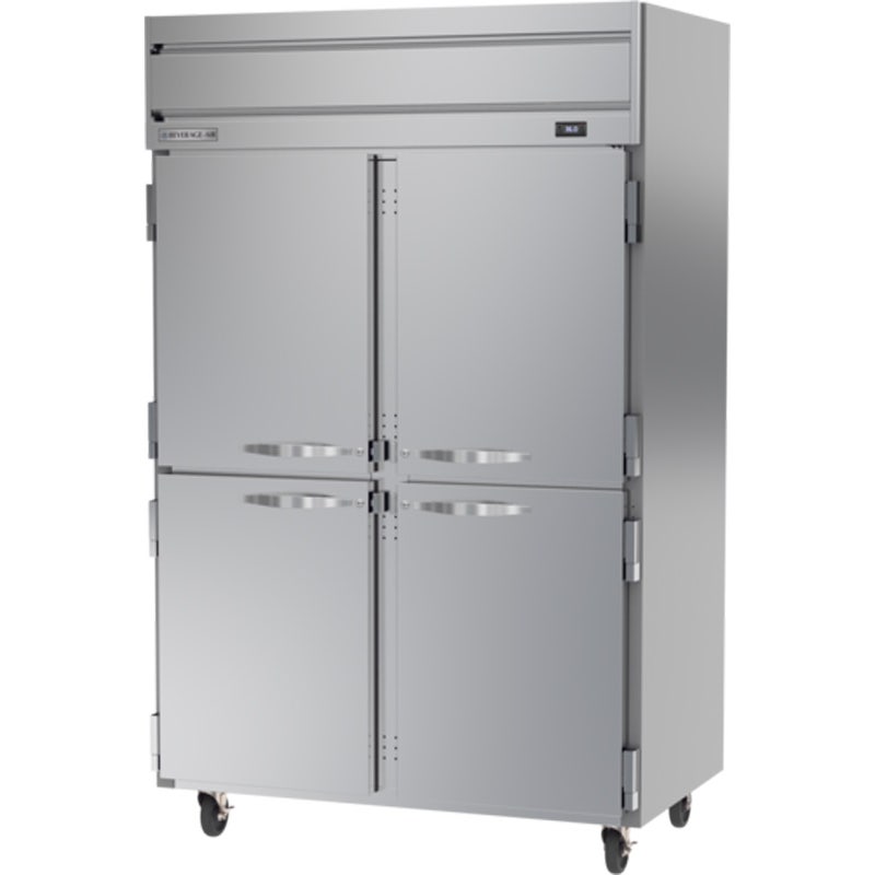 Beverage-Air HRS2HC-1HS Reach-In Refrigerator， Horizon Series， 2-Section， 4 Solid Half-Doors， Top-Mount， Gray Sides， 52