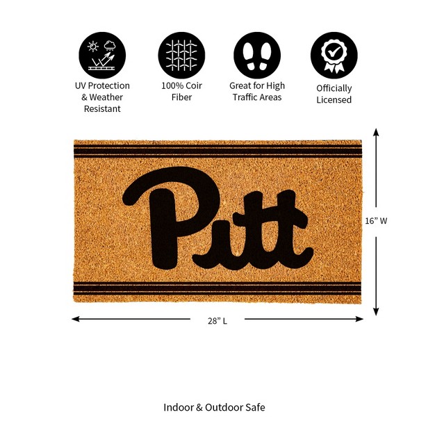 Evergreen University Of Pittsburgh Logo Turf Mat Brown 28 X 16 Inches Indoor Outdoor Doormat