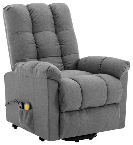 vidaXL Power Lift Recliner Electric Lift Chair for Home Theater Black Fabric   Massage Chairs   by vidaXL LLC  Houzz