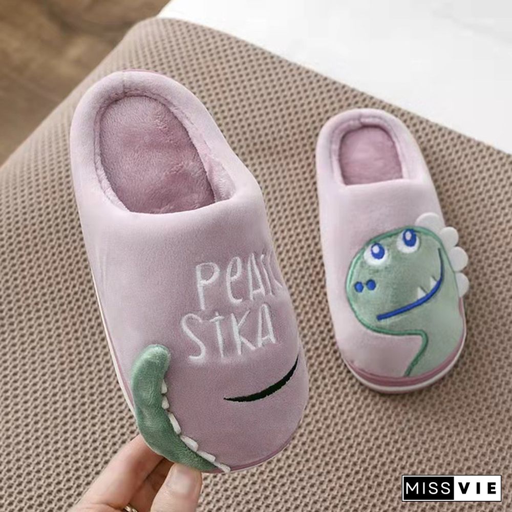 Parent Child Family Autumn And Winter Cotton Slippers Dinosaur Cotton Slippers Children Cartoon Cotton Slippers Couple Cotton Slippers