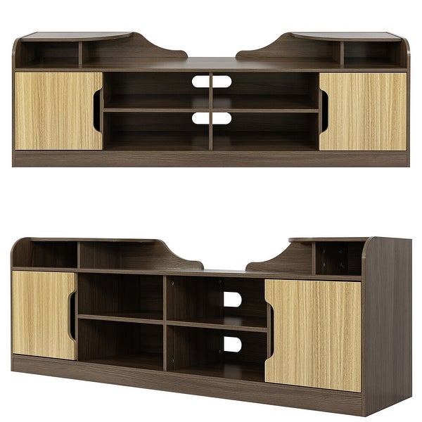 Mordern TV Stand， Wood Entertainment Center for TVs up to 75