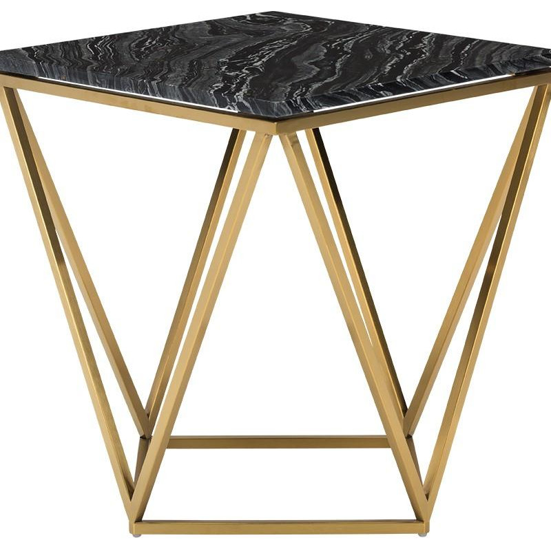 Jasmine Side Table Black Wood Vein Marble  Polished Stainless   Contemporary   Side Tables And End Tables   by Old Bones Co.  Studios  Houzz