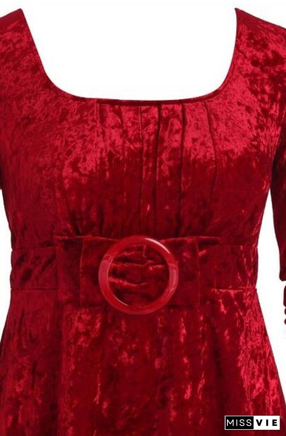 Plus Size Christmas Bowknot Embellished Contrast Velvet Midi Dress