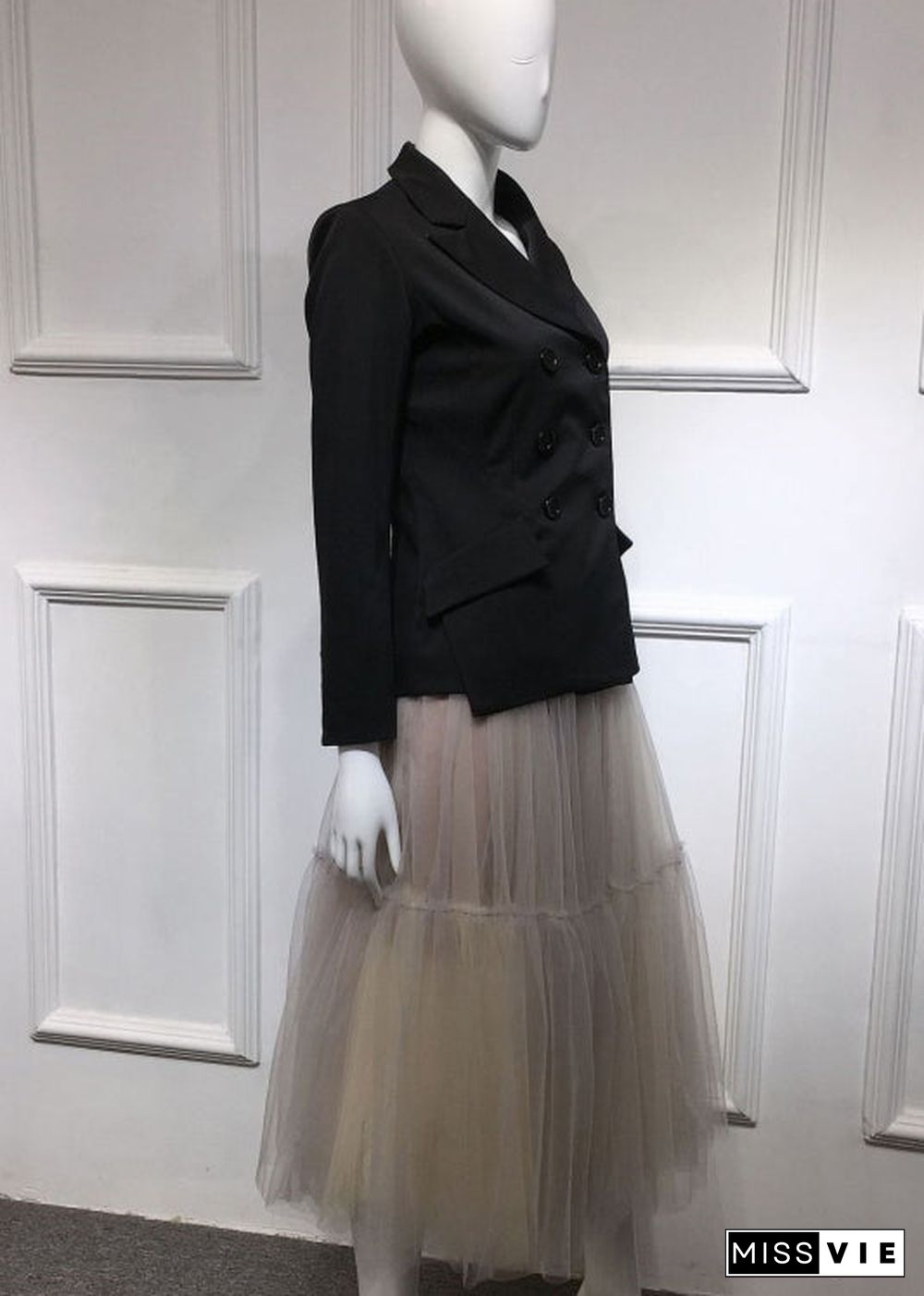 Plus Size Italian Grey wrinkled tulle Skirts Spring