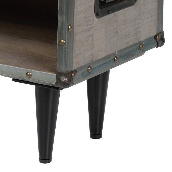 ExBrite Solid Wood End Table Gray Wash Finish