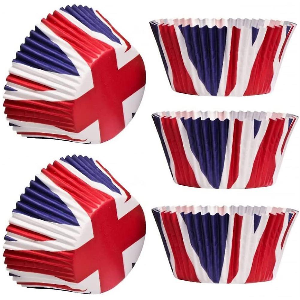 200Pcs Union Jack Mini Paper Baking Cups Cupcake Liners Cupcake Wrappers for Queen Platinum Jubilee Party Supplies Decorations