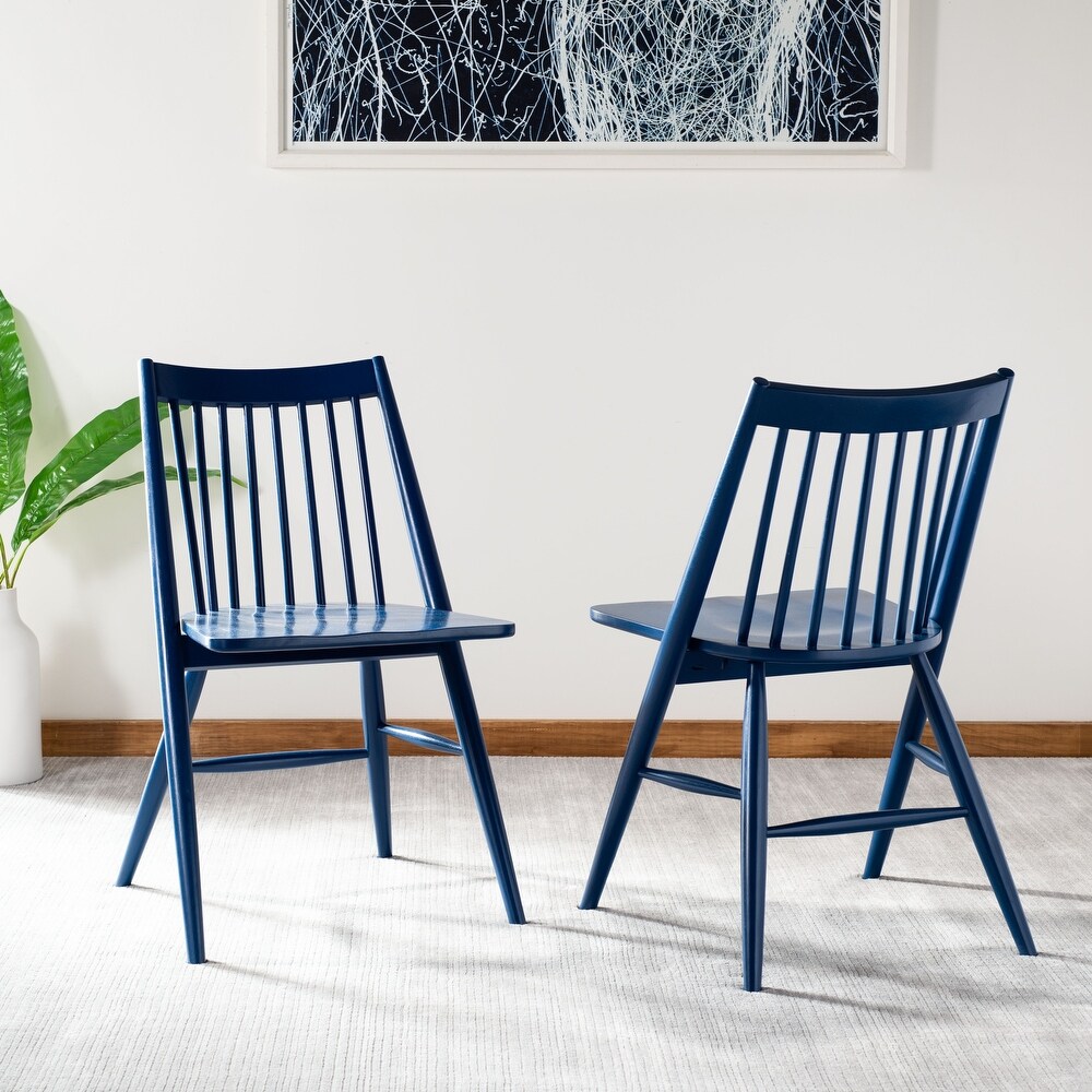 SAFAVIEH Dining 19 inch Wren Navy Spindle Dining Chair (Set of 2)