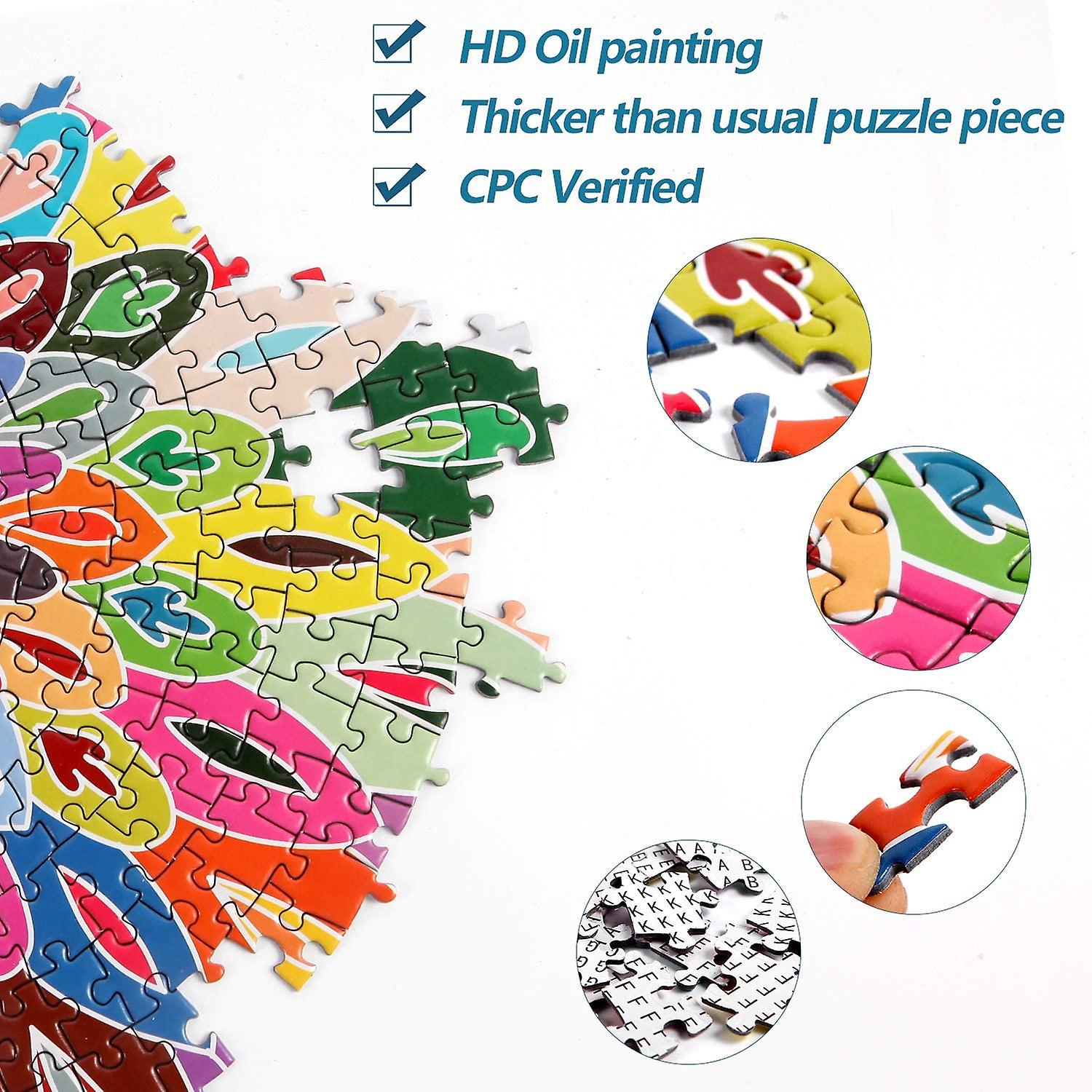 Puzzle-blooming Color-1000 Pieces Color Challenge Blue Board Round Jigsaw Puzzles