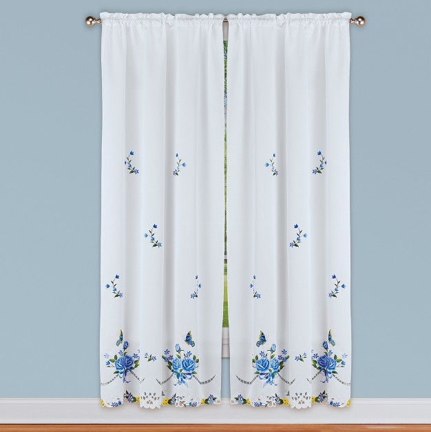 Collections Etc Rose And Butterfly Embcurtains