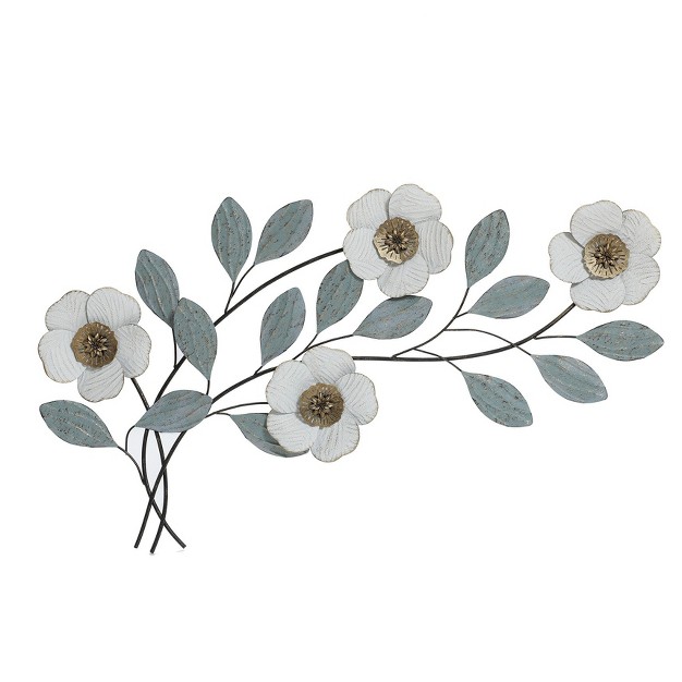 Luxenhome Magnolia Flowers Metal Wall Decor Multi color