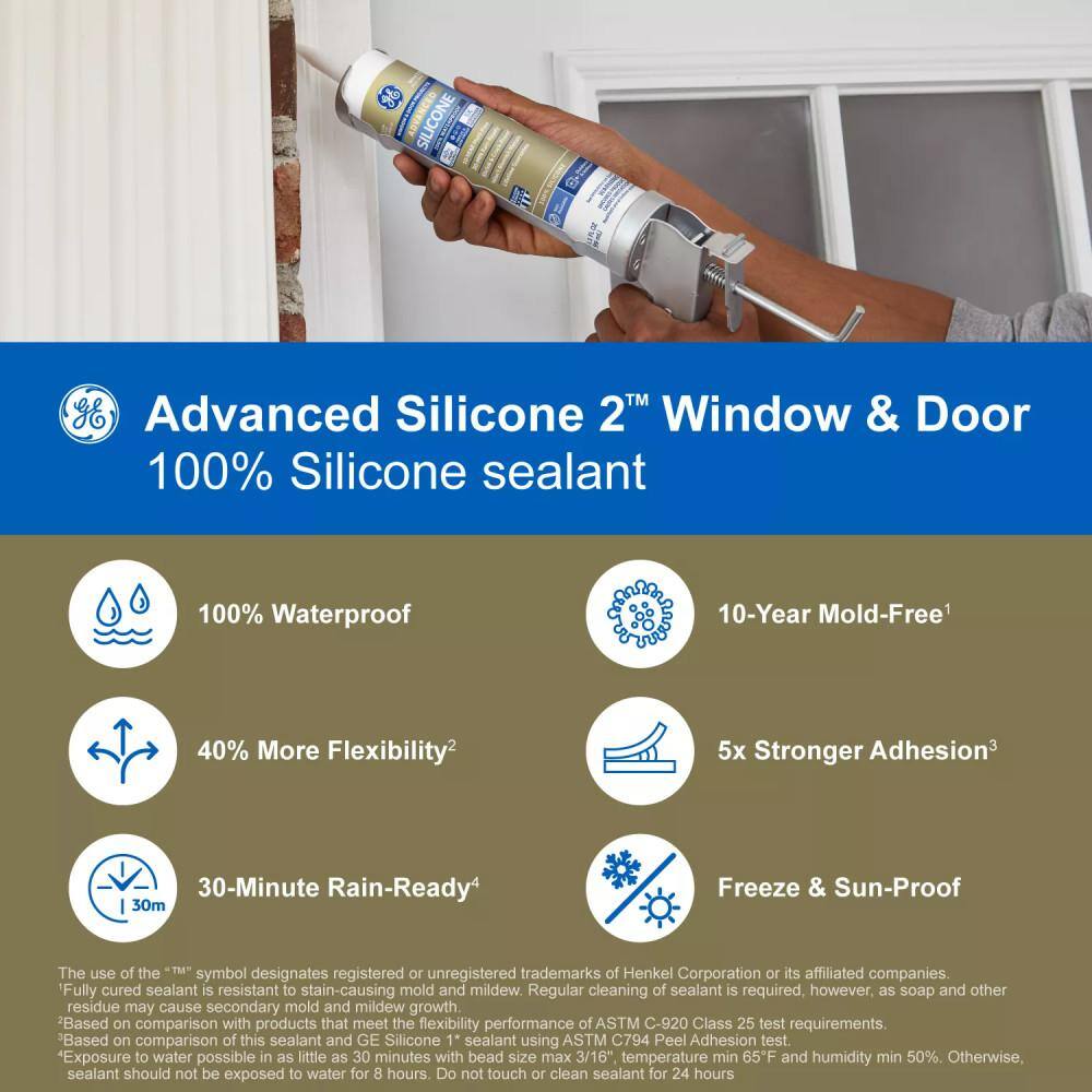 GE Advanced Silicone 2 10.1 oz. Clear ExteriorInterior Window and Door Sealant 2811092