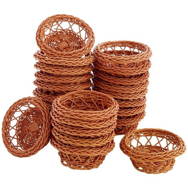 Bright Creations 24 Pack Mini Woven Baskets For Treats And Easter Decor Brown 3 1 X 1 2 Inches