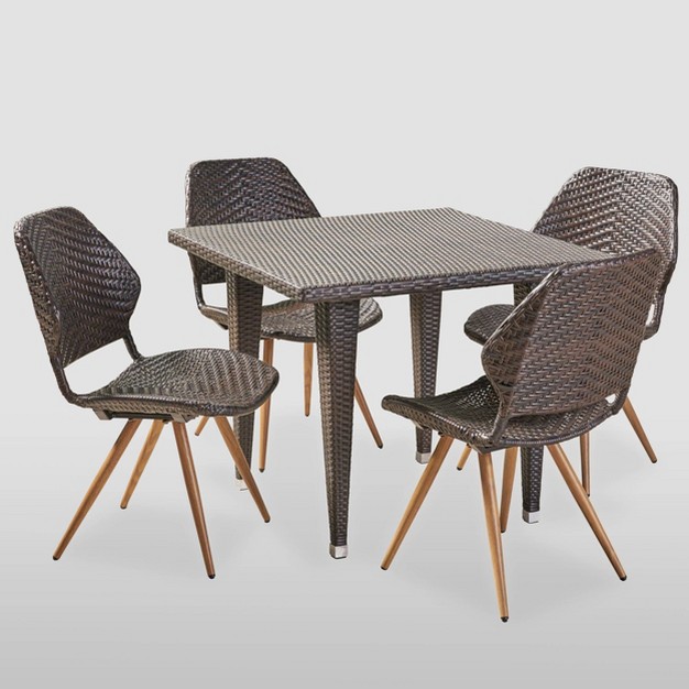 Cadlao 5pc Wicker Dining Set Multibrown Christopher Knight Home