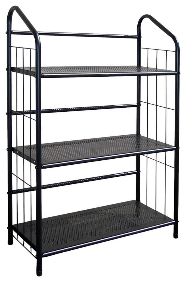 Black 3 Shelf Metal Standing Book Shelf   Industrial   Bookcases   by UStradeENT LLC  Houzz