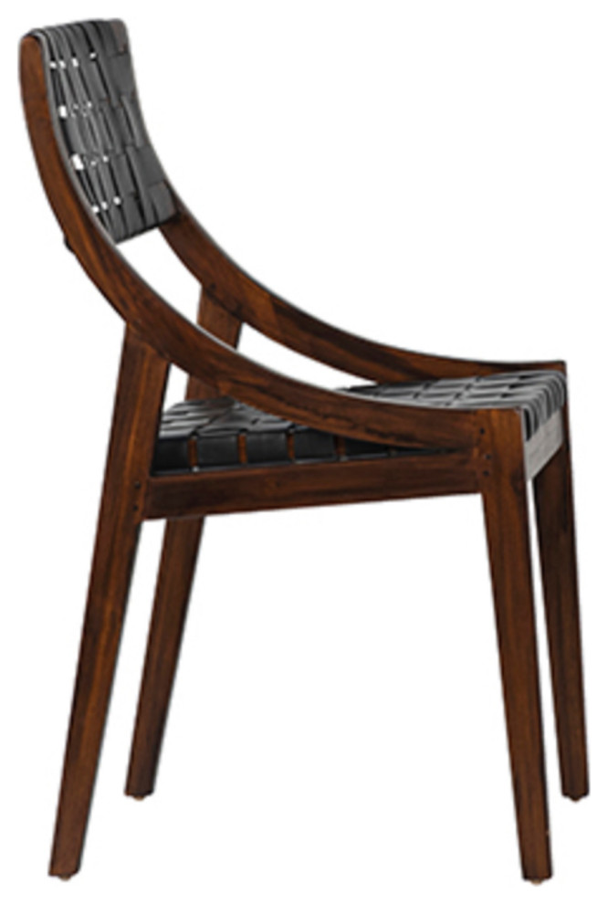 Black Leather Strap Dining Chair   Transitional   Dining Chairs   by Design Mix Furniture  Houzz