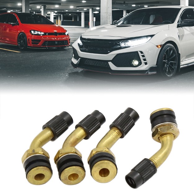 Unique Bargains Motorcycle Scooter Brass Bent Angled Tubeless Tyre Tire Valve Stem Adapter 4pcs