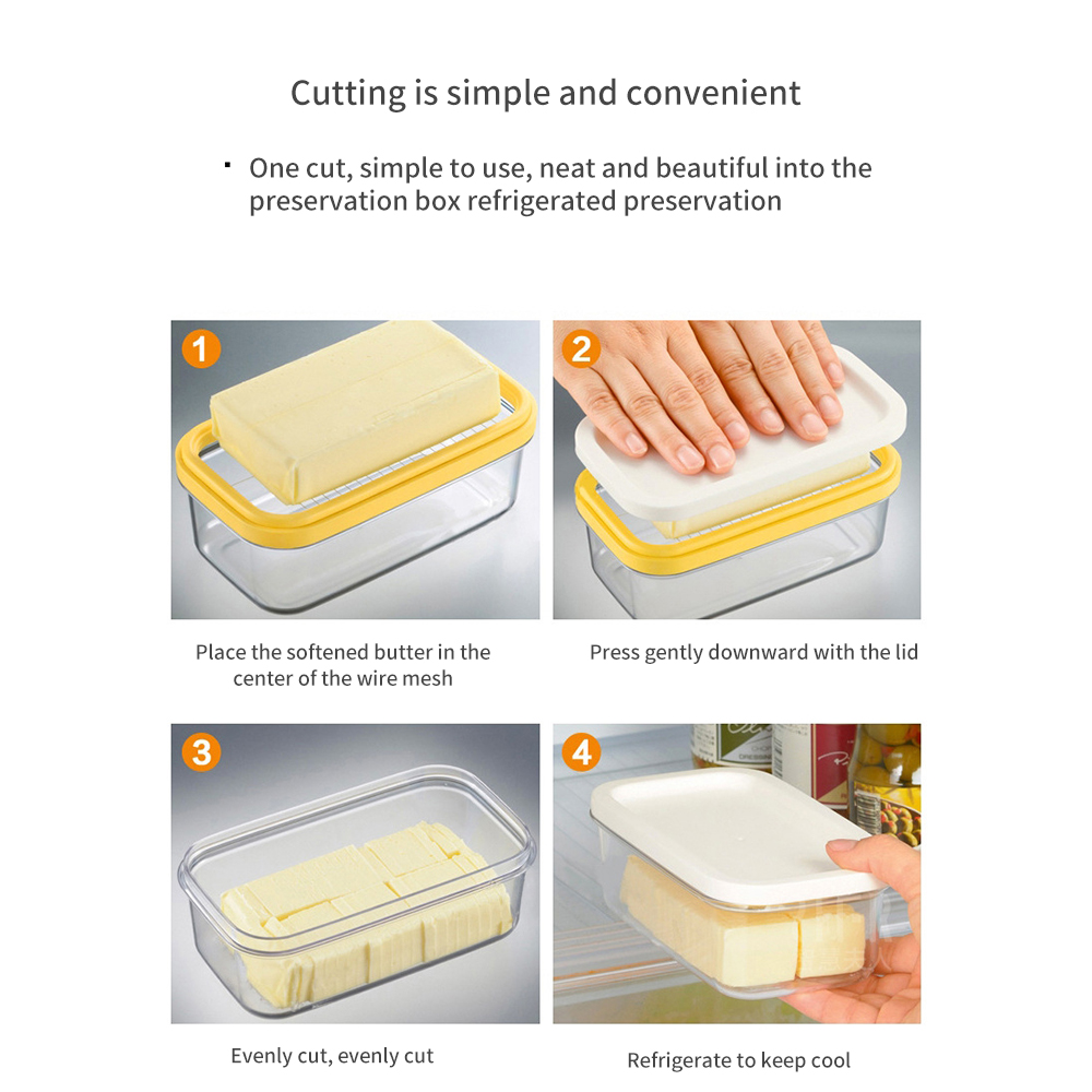 Plastic Butter Dish With Slicer For Easy Cutting BPA Free Butter Box With Lid 2 In 1 Clear Butter Container