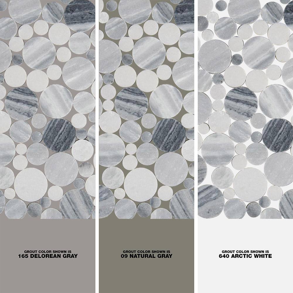 MSI Alaska Gray 12 in. x 12 in. Polished Marble Floor and Wall Mosaic Tile (1 sq. ft.Each) SMOT-PEB-ALGRY