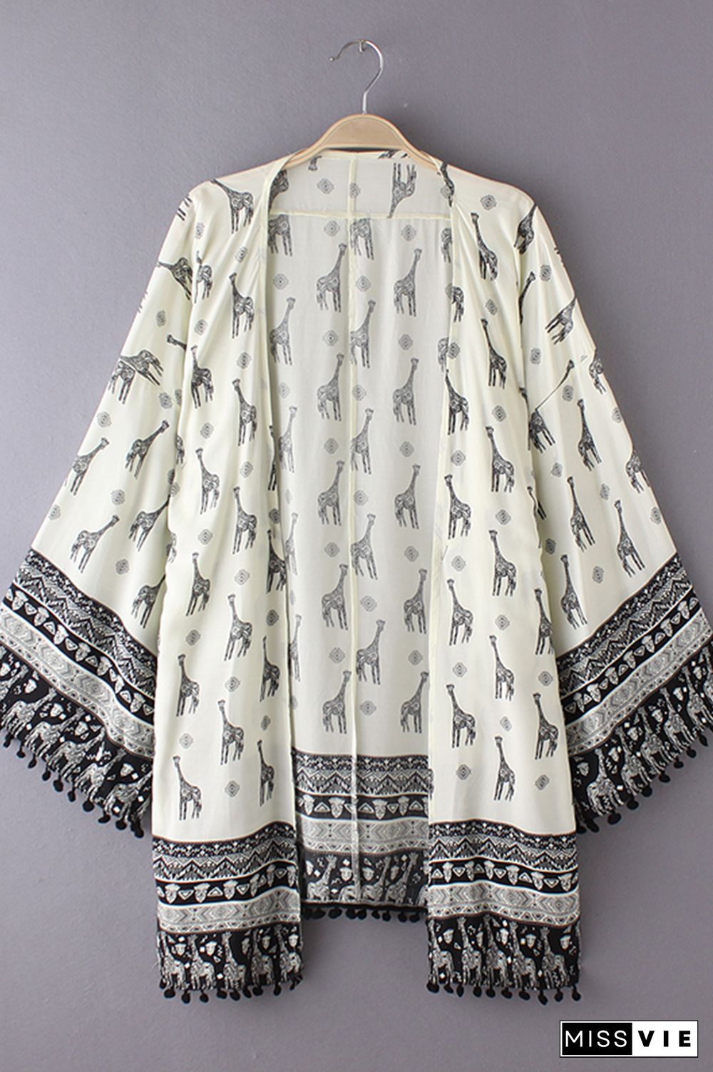 Giraffe Print Long Cardigan Cover Up Wholesale