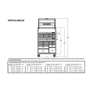 Husky 41 in. W x 24.5 in D Standard Duty 16-Drawer Combination Rolling Tool Chest and Top Tool Cabinet Set in Gloss Black HOTC4116B13S