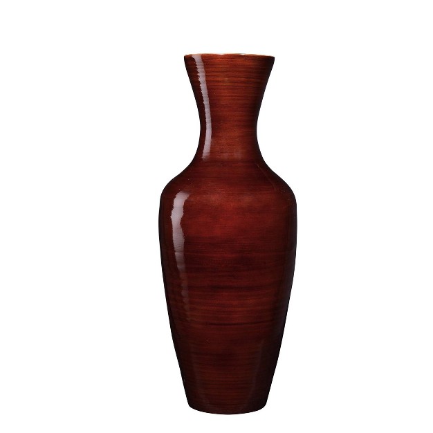 Villacera Handcrafted 18 Tall Brown Bamboo Vase Decorative Jar Vase For Silk Plants Flowers Filler Decor Sustainable Bamboo