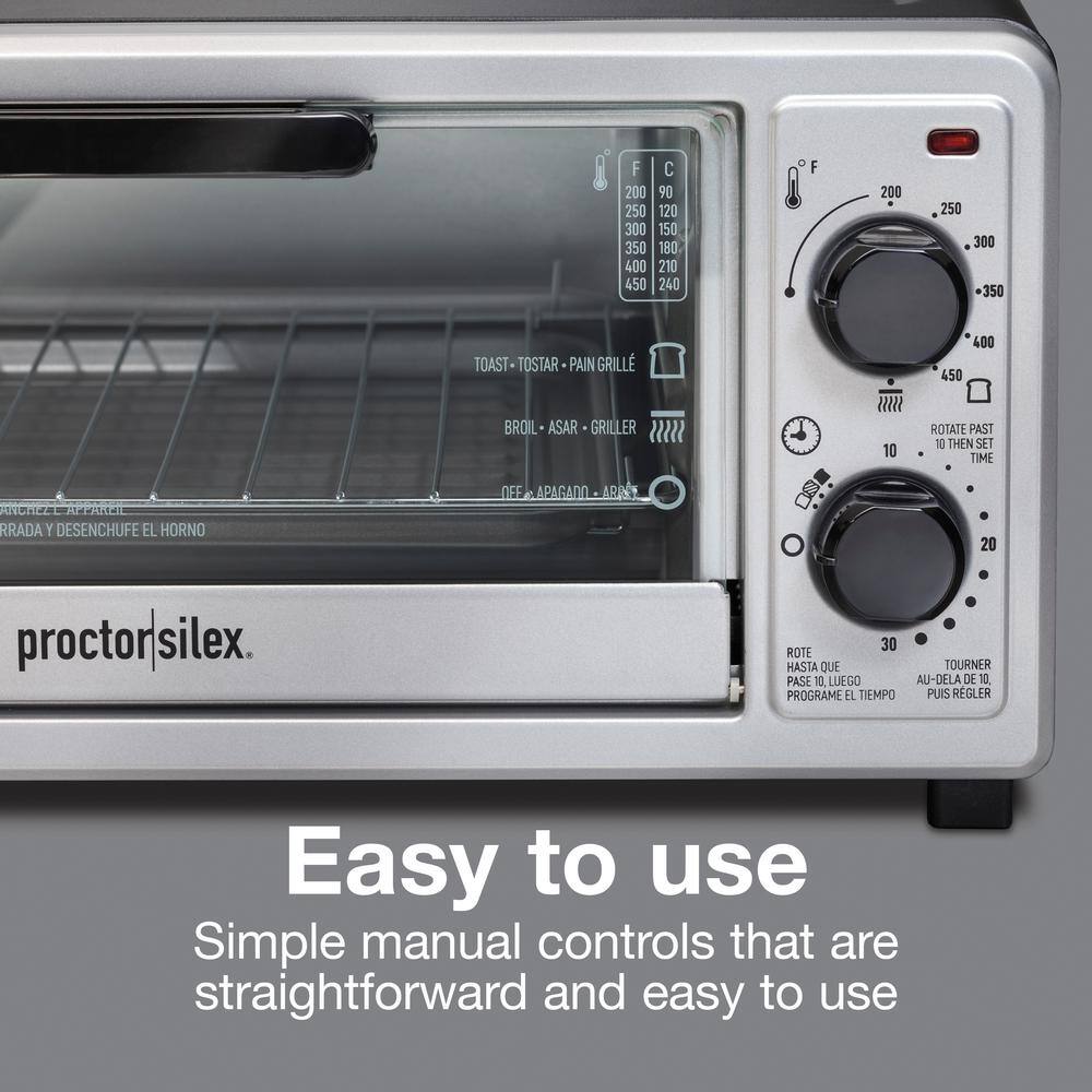 Proctor Silex 1100-Watt 4-Slice Black Toaster Oven Broiler 31260