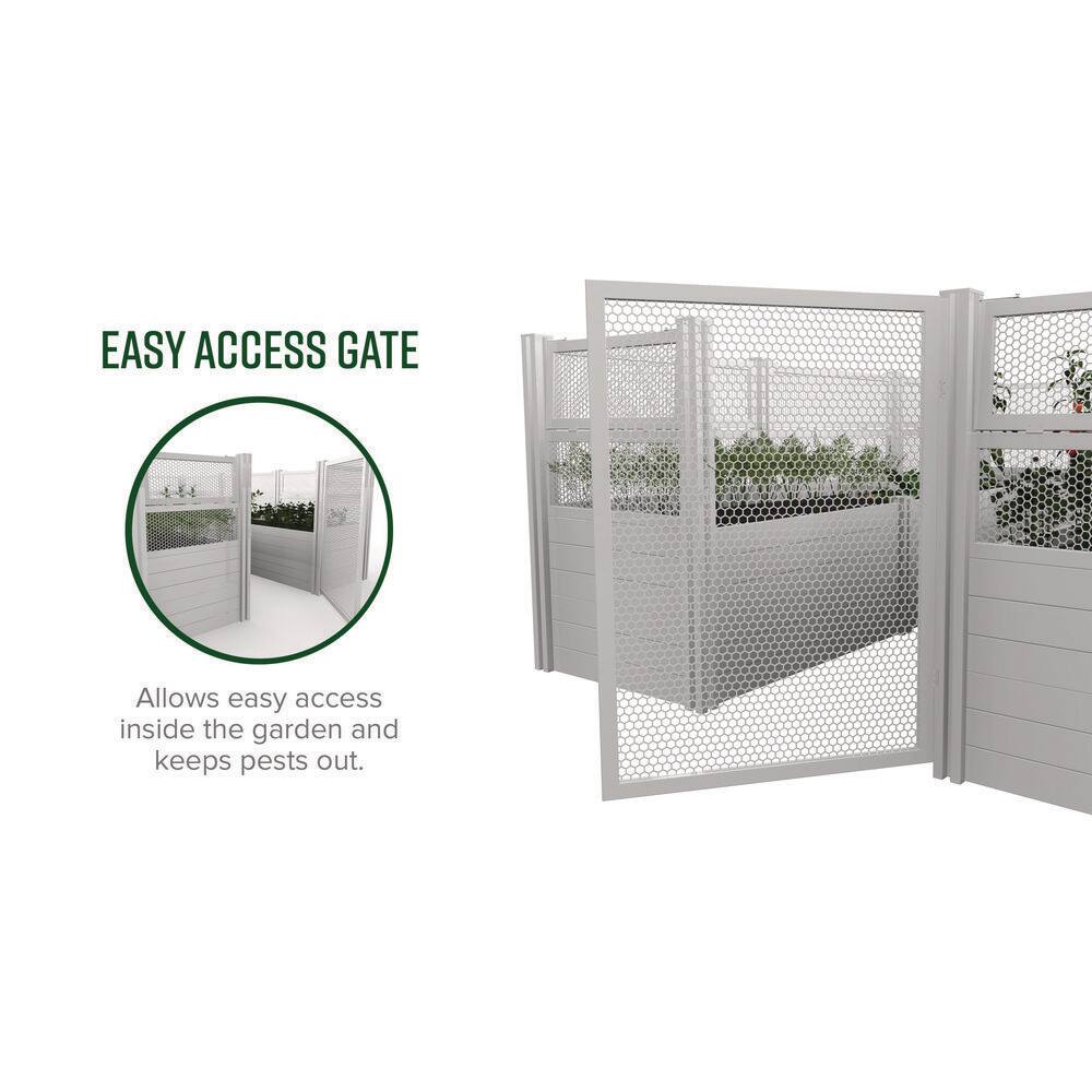 VITA Classic 12 ft. x 8 ft. x 4 ft. White Vinyl Keyhole Composting Garden with Enclosure VT17125
