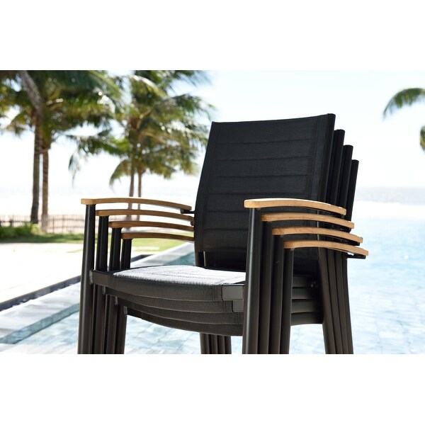 Amazonia FSC Certified Teak and Aluminum Petherson Outdoor Patio Dining Set