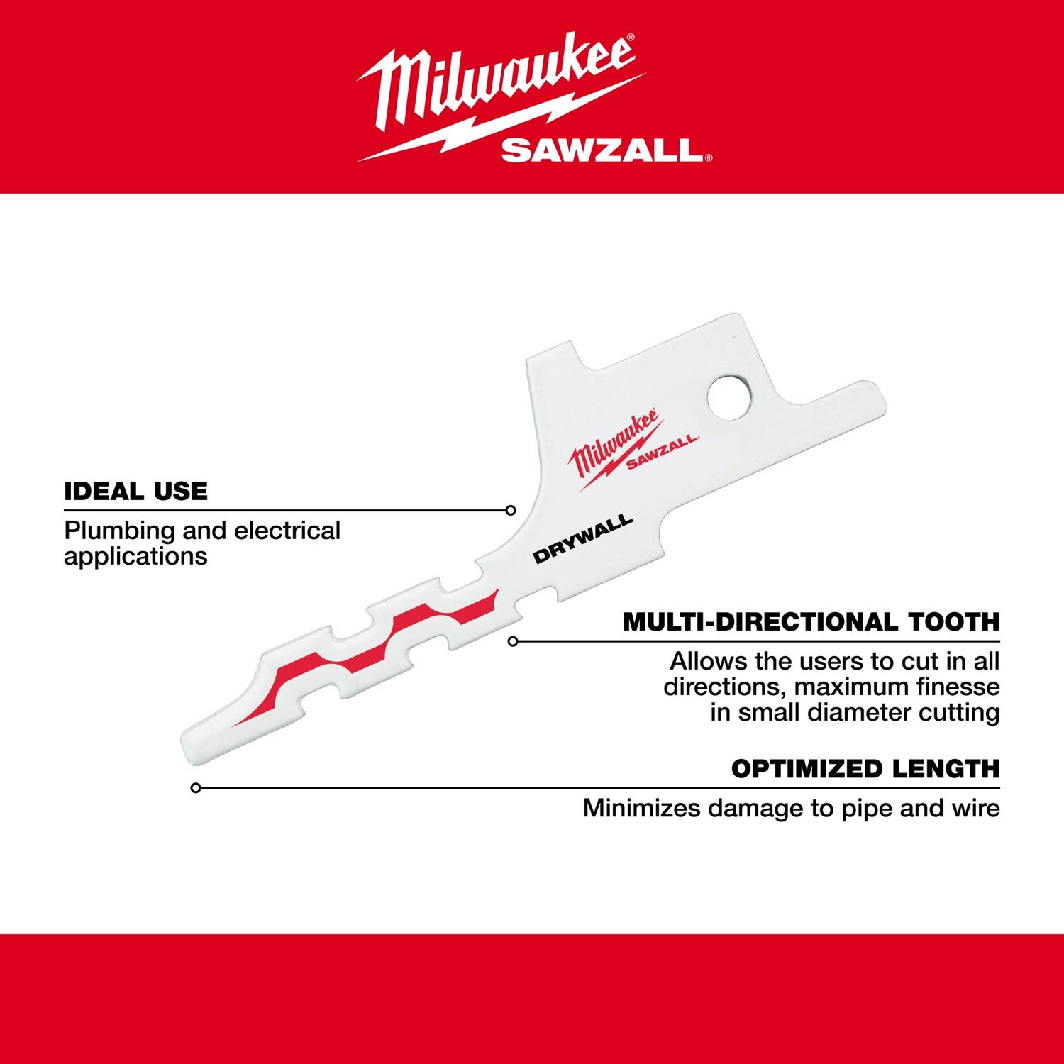 MW SawAzall 2-1/2 in. Bi-Metal Snub Reciprocating Saw Blade 5 TPI 1 pk