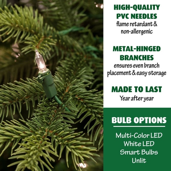 Fraser Hill Farm 6.5 Ft. Carmel Pine Slim Artificial Christmas Tree with Smart String Lighting