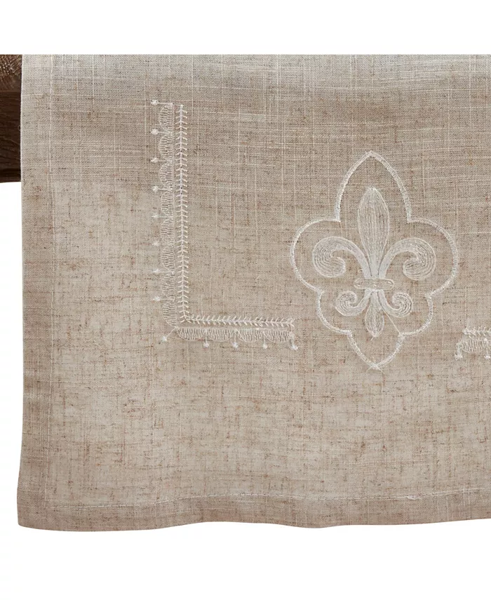 Saro Lifestyle Embroidered Runner with Fleur-De-Lis Design