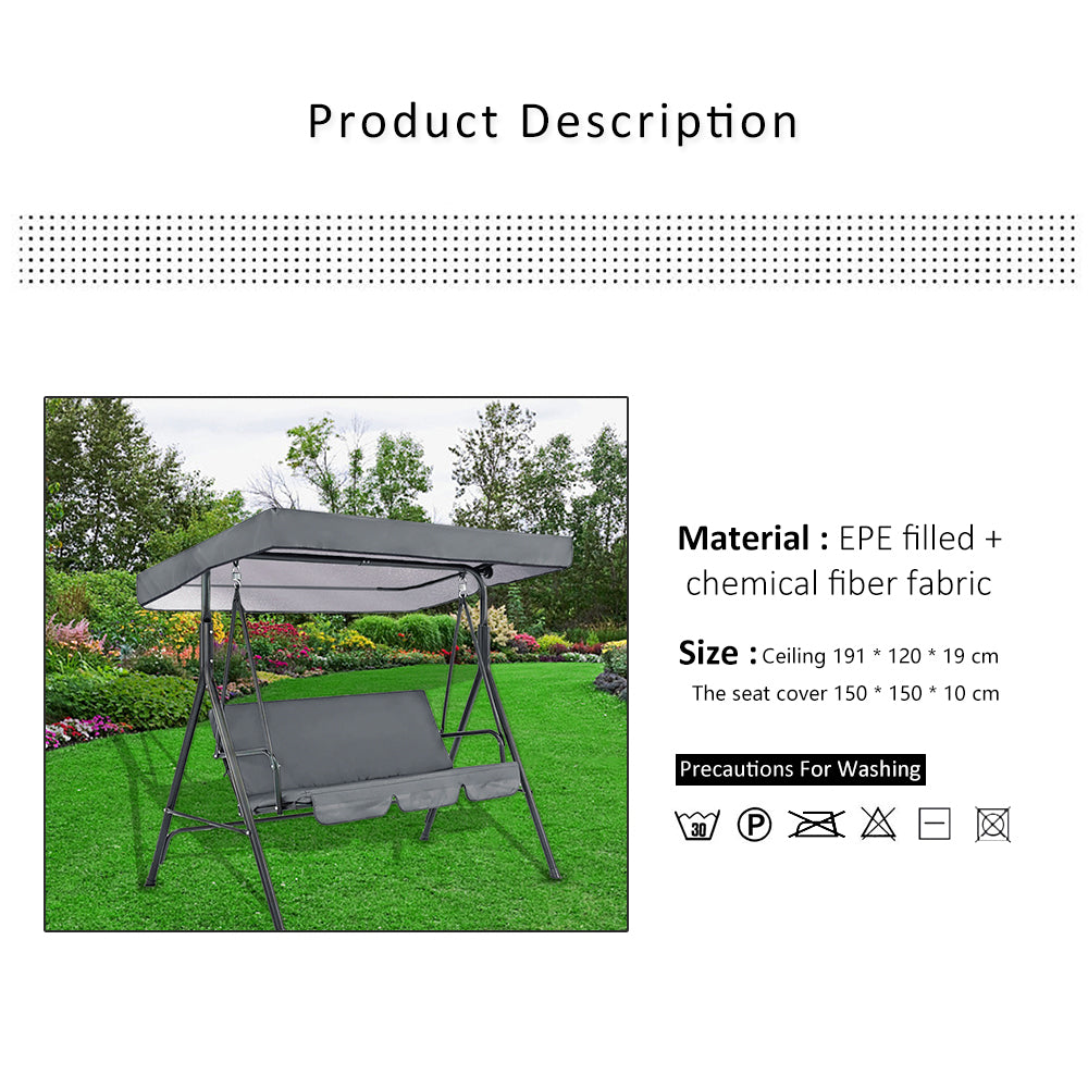 HOTBEST Garden Swing Seat Replacement Canopy,Swing Chair Cover, Waterproof 2 & 3 Seater Hammock Cover Top for Outdoor Patio Poolside, Balcony(no shelf)