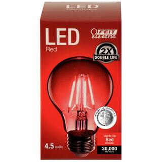 Feit Electric 25-Watt Equivalent A19 Medium E26 Base Dimmable Filament Red Colored LED Clear Glass Light Bulb (12-Pack) A19TRLED12